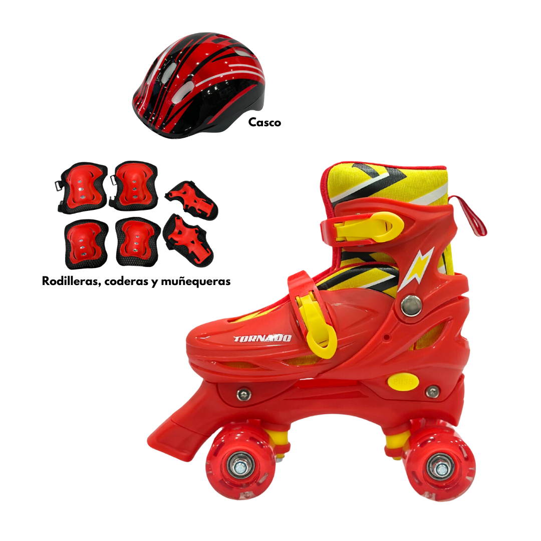 Patines Tornado 4 Ruedas (Incluye Casco y Rodilleras)