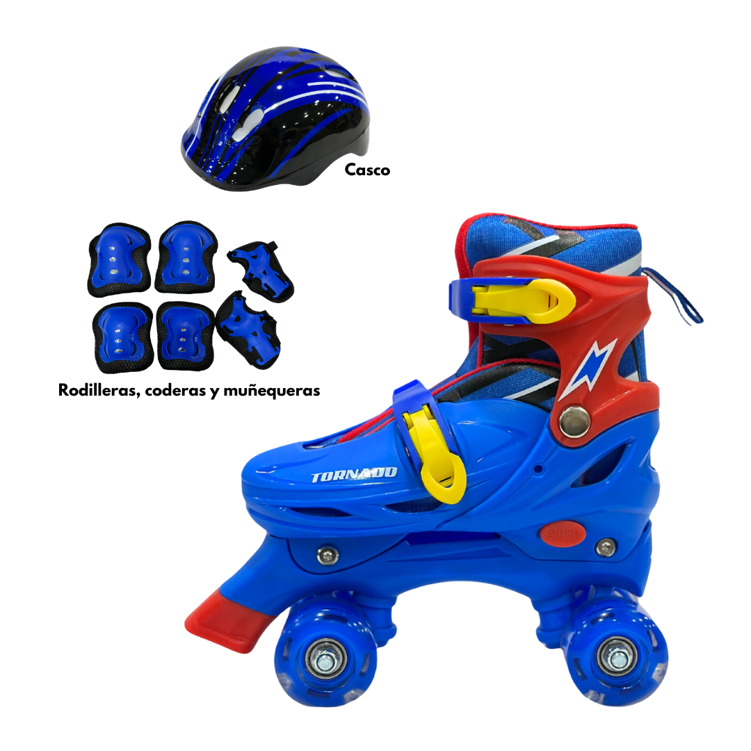 Patines Tornado 4 Ruedas (Incluye Casco y Rodilleras)