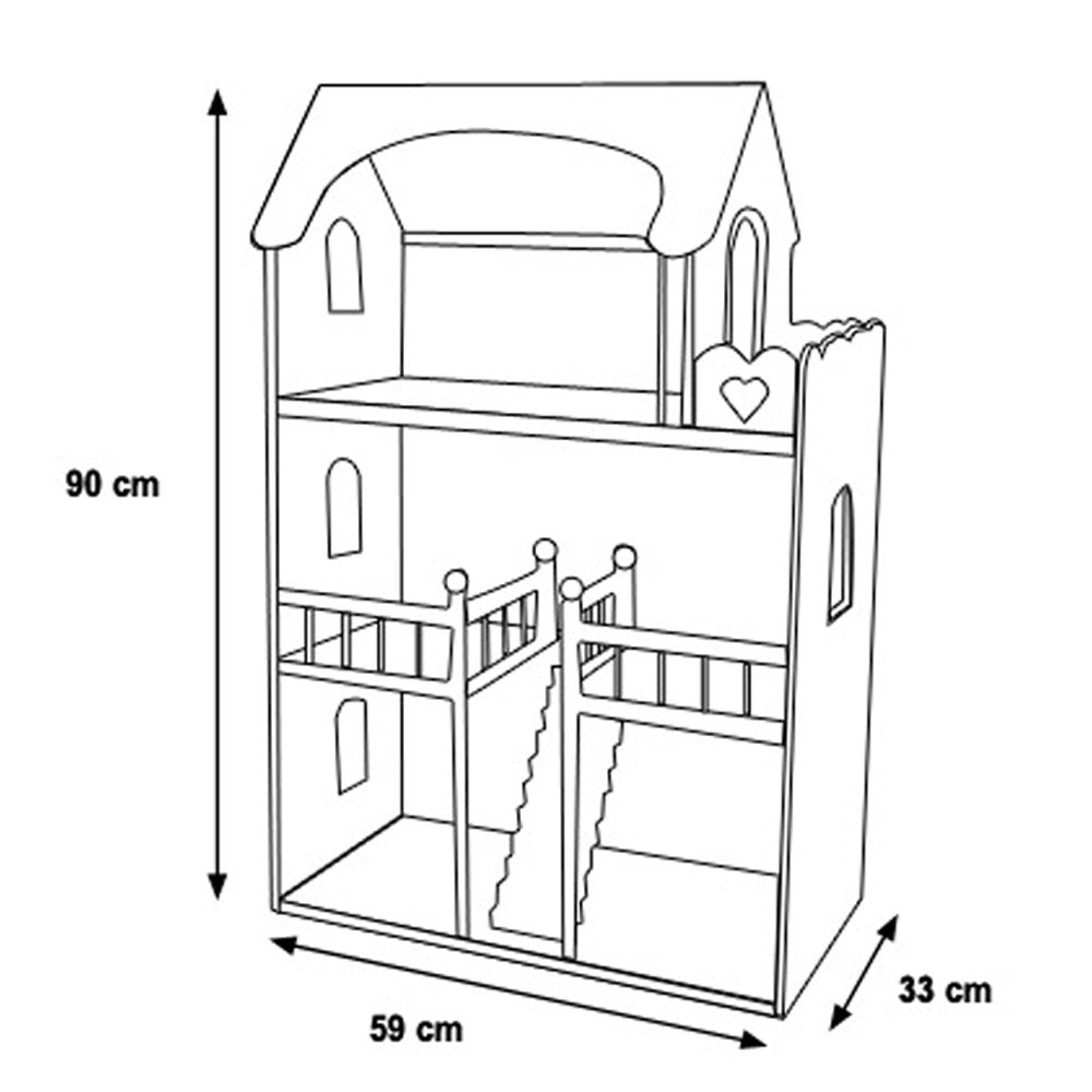 Casita de Madera para Niñas (90cm x 59cm x 33cm)