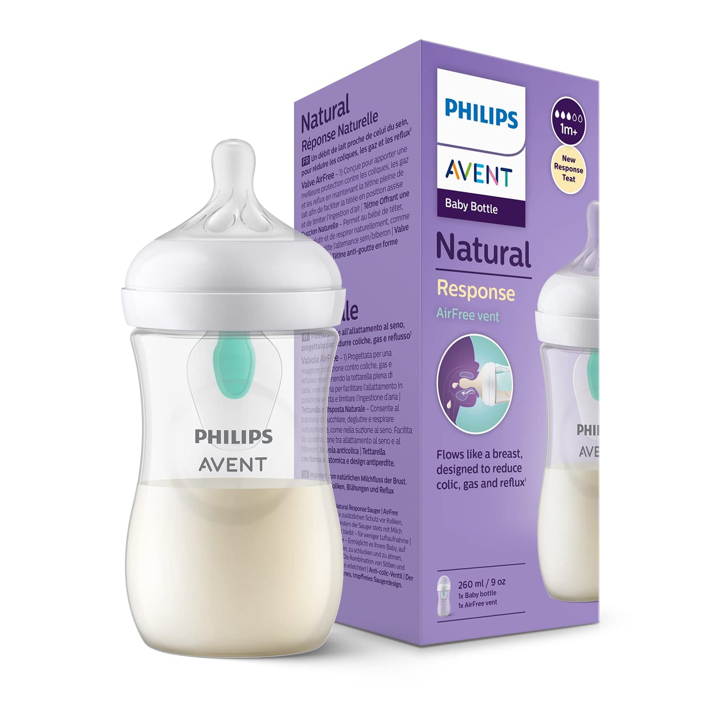 Biberón Natural Response con Abertura Airfree 9oz 1m+