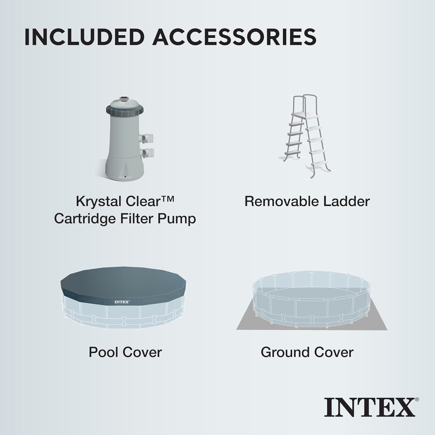 Intex 15FT x 48IN (Incluye Bomba, Filtro, Escalera, Forro y Tapiz de Suelo)