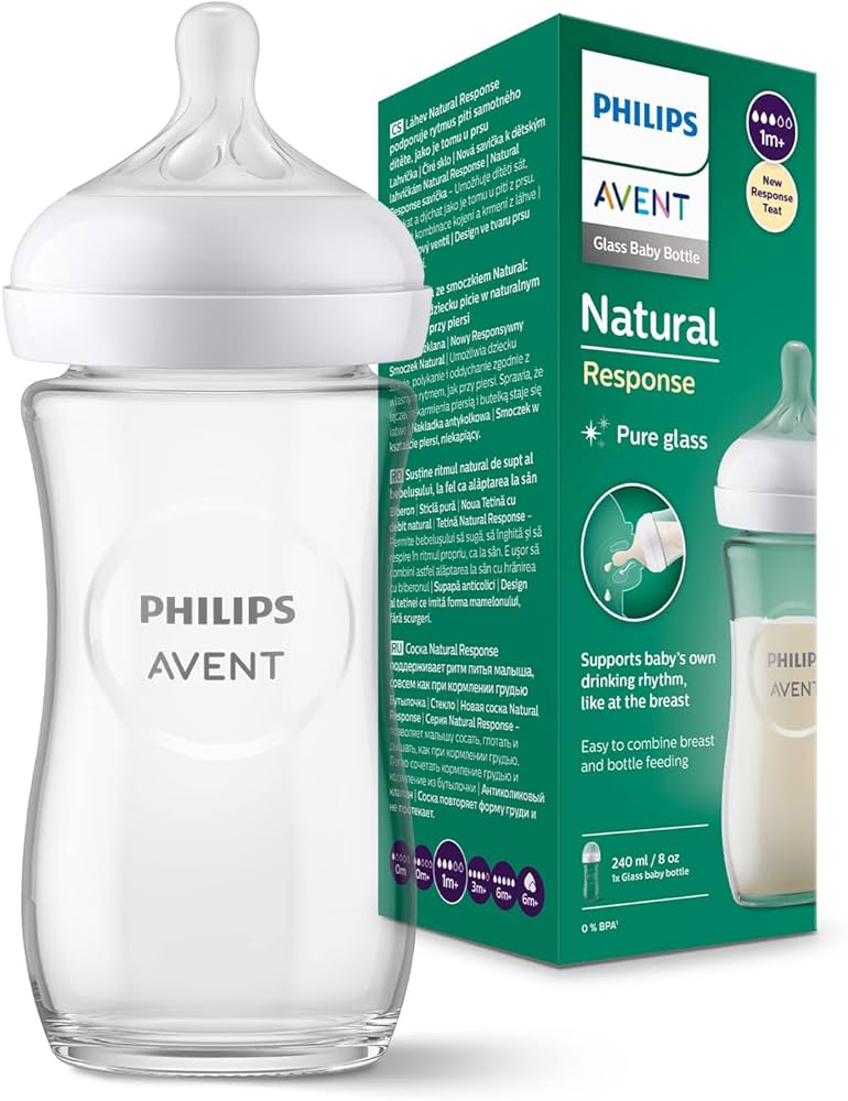 Biberón Natural Response de Vidrio 8oz 1m+