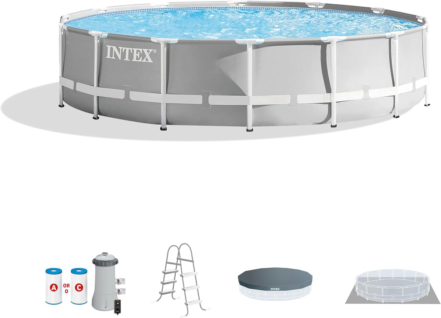 Intex 14FT x 42IN (Incluye Bomba, Filtro, Cobertor y Tapiz de Suelo)