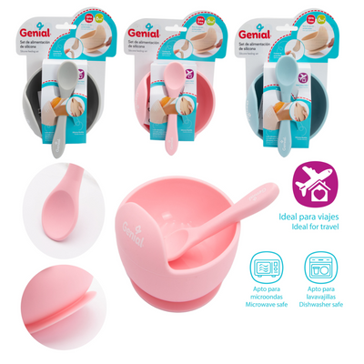 JUEGO DE PLATO Y CUCHARA PARA BEBE