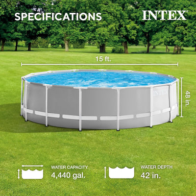 Intex 15FT x 48IN (Incluye Bomba, Filtro, Escalera, Forro y Tapiz de Suelo)