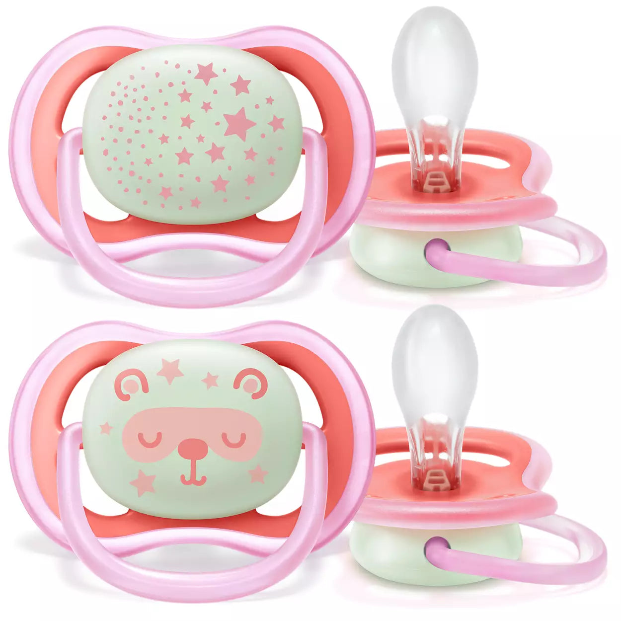 Chupete Ultra Air Nocturno Niña 6-18m (2 Unidades)