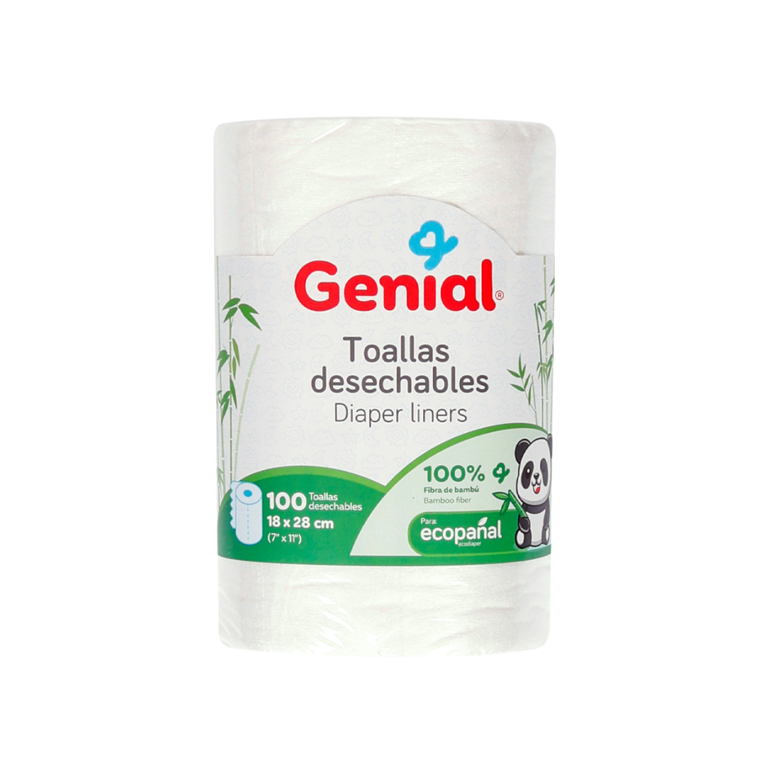 Toallas Desechables de Bambú para Ecopañal (Rollo de 100 unidades)