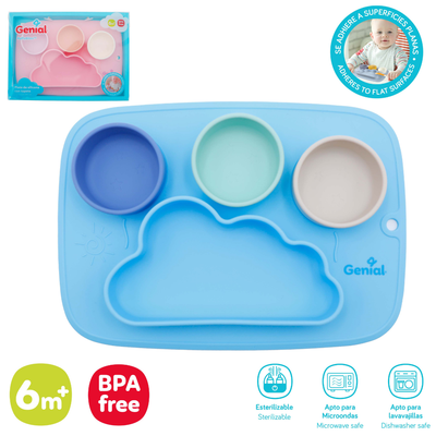 Plato de Bebé de Silicona Con Divisiones - Nube