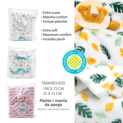 Manta para Bebé con Manta de Apego Con Peluche (30x40)