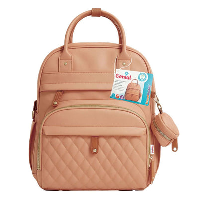 Mochila Pañalera de Cuerina - Incluye cambiador y protector de chupetes